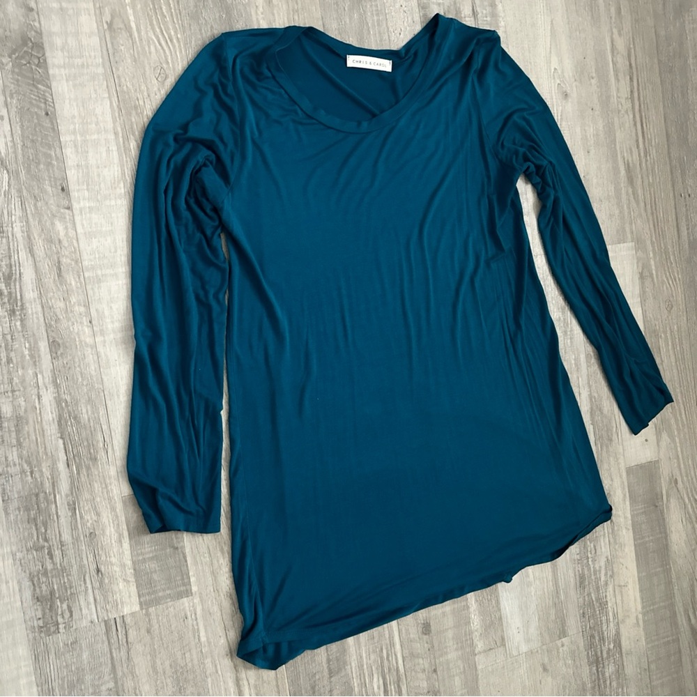 Chris & Carol Women's Teal Long  Sleeve Tunic Top Size Large